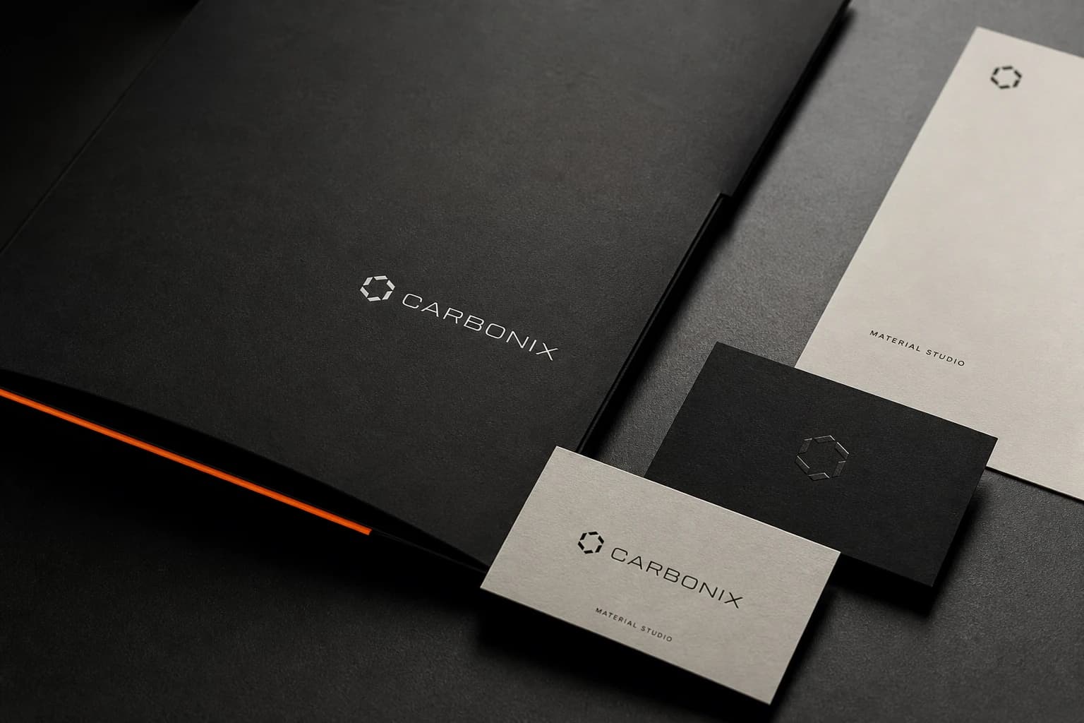 Carbonix stationery and printed identity